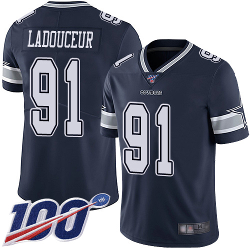 Men Dallas Cowboys Limited Navy Blue L. P. Ladouceur Home #91 100th Season Vapor Untouchable NFL Jersey->dallas cowboys->NFL Jersey